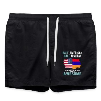 Halb Amerikaner Halb Armenier - Badeshorts - Schwarz - Vorne - AI Model Male 185 light (185cm)