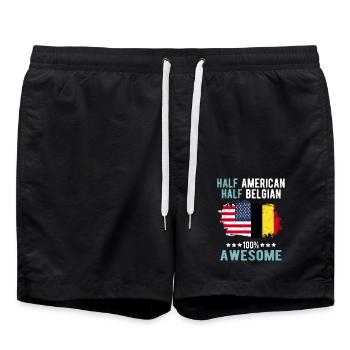 Moitié américain moitié belge - Short de bain - noir - Devant - AI Model Male 185 light (185cm)