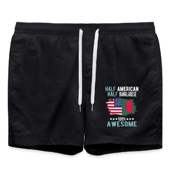 Moitié américain moitié bangladais - Short de bain - noir - Devant - AI Model Male 185 light (185cm)