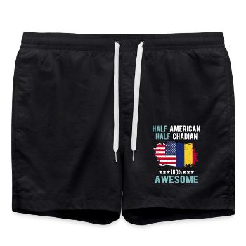 Half American Half Chadian - Swim Trunks - black - Front - AI Model Male 185 light (185cm)