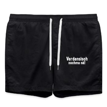 Sächsischer Dialekt Sachsen Sächsische Sprüche - Badeshorts - Schwarz - Vorne - AI Model Male 185 light (185cm)
