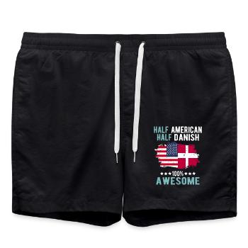 Moitié américain mi-danois - Short de bain - noir - Devant - AI Model Male 185 light (185cm)