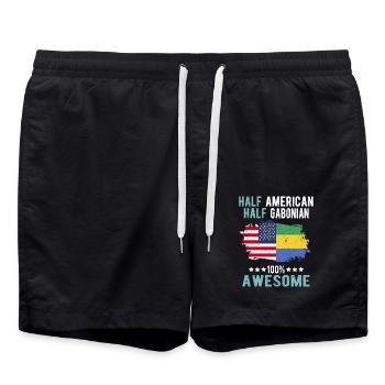 Halb Amerikaner Halb Gabuner - Badeshorts - Schwarz - Vorne - AI Model Male 185 light (185cm)