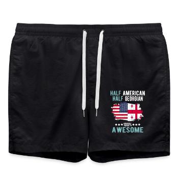 Moitié américain moitié géorgien - Short de bain - noir - Devant - AI Model Male 185 light (185cm)