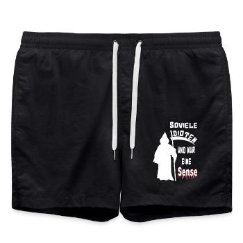 Soviele Idioten und nur eine Sense - Badeshorts - Schwarz - Vorne - AI Model Male 185 light (185cm)