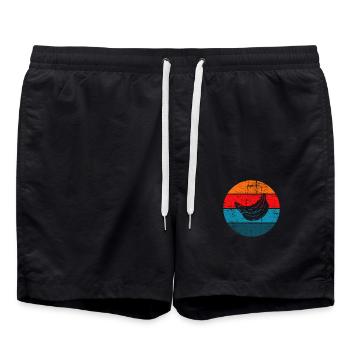 Banana Vegan Lover Retro Veggie Fruit Gift idea - Badeshorts - Schwarz - Vorne - AI Model Male 185 light (185cm)