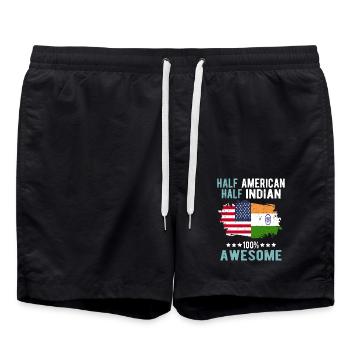 Mi-Américain, mi-Indien - Short de bain - noir - Devant - AI Model Male 185 light (185cm)