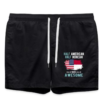 Halb Amerikaner Halb Indonesier - Badeshorts - Schwarz - Vorne - AI Model Male 185 light (185cm)