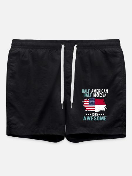Half American Half Indonesian - Swim Trunks - black