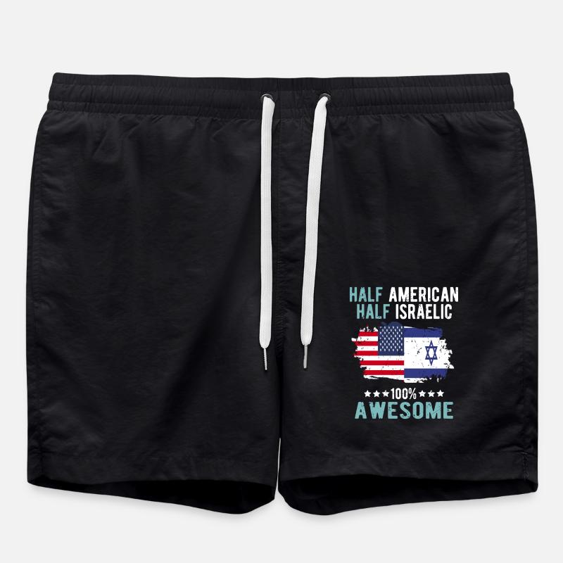 Half American Half Isreali - Swim Trunks - black