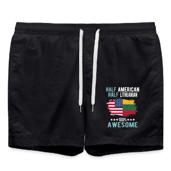 Half American Half Lithuanian - Swim Trunks - black - Front - AI Model Male 185 light (185cm)
