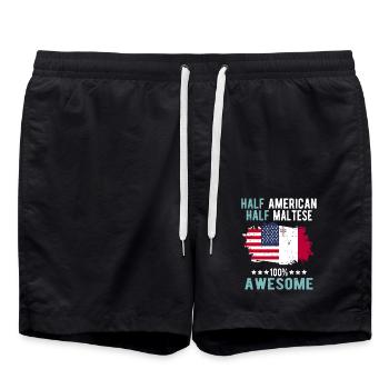 Halb Amerikaner Halb Mateser - Badeshorts - Schwarz - Vorne - AI Model Male 185 light (185cm)