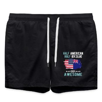 Moitié Américain Moitié Néo-Zélandais - Short de bain - noir - Devant - AI Model Male 185 light (185cm)