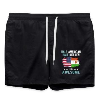 Half American Half Nigrer - Swim Trunks - black - Front - AI Model Male 185 light (185cm)