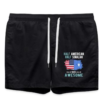 Halb Amerikaner Halb Somalier - Badeshorts - Schwarz - Vorne - AI Model Male 185 light (185cm)