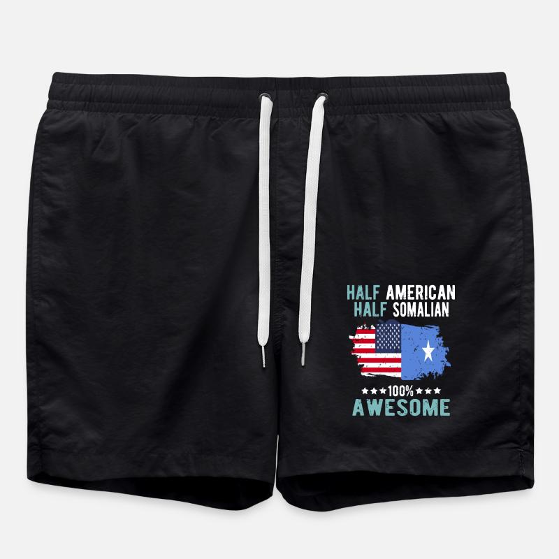 Half American Half Somali - Swim Trunks - black