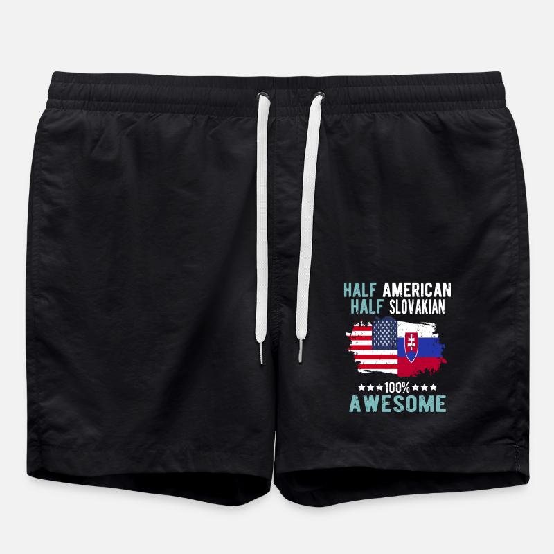 Half American Half Slovak - Swim Trunks - black
