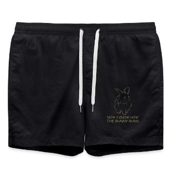 Denglisch Jetzt weiß ich wie der Hase läuft - Badeshorts - Schwarz - Vorne - AI Model Male 185 light (185cm)