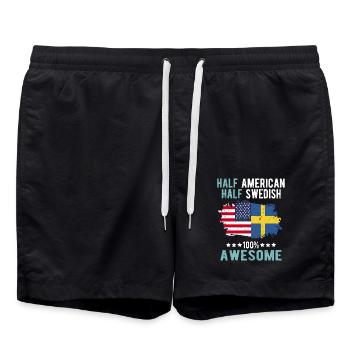 Halb Amerikaner Halb Schwede - Badeshorts - Schwarz - Vorne - AI Model Male 185 light (185cm)