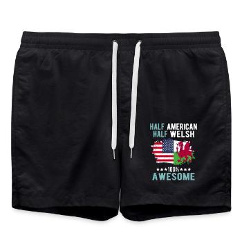 Halb Amerikaner Halb Waliser - Badeshorts - Schwarz - Vorne - AI Model Male 185 light (185cm)