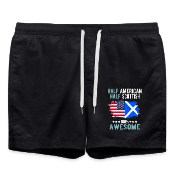 Half American Half Scotsman - Swim Trunks - black - Front - AI Model Male 185 light (185cm)