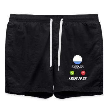 Altai Republic ruft an Lusiger Flaggen Spruch - Badeshorts - Schwarz - Vorne - AI Model Male 185 light (185cm)