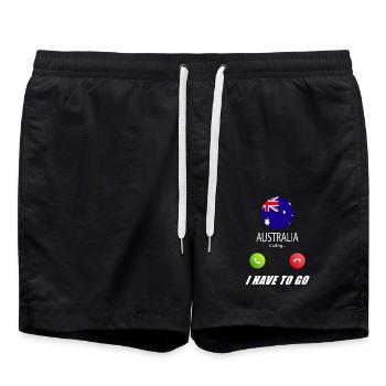 Australien ruft an Lusiger Flaggen Spruch - Badeshorts - Schwarz - Vorne - AI Model Male 185 light (185cm)