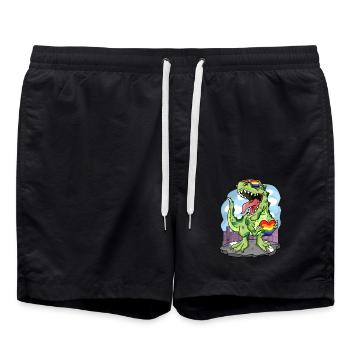 LGBT Animal Dinosaur Rainbow Heart - Swim Trunks - black - Front - AI Model Male 185 light (185cm)