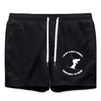 Skifahrer Weihnachten Wintersport Skifahren Ski - Badeshorts - Schwarz - Vorne - AI Model Male 185 light (185cm)