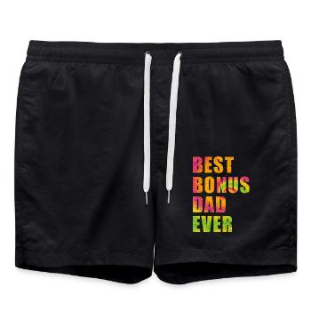 Best Bonus Dad ever - Swim Trunks - black - Front - AI Model Male 185 light (185cm)