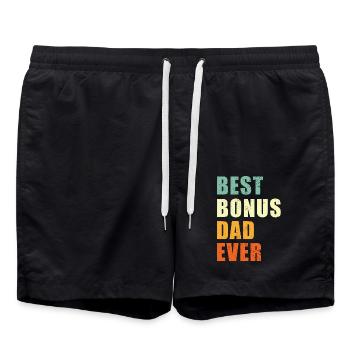 Best Bonus Dad ever - Swim Trunks - black - Front - AI Model Male 185 light (185cm)