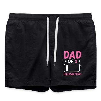 Dad of 3 Daughters - Swim Trunks - black - Front - AI Model Male 185 light (185cm)