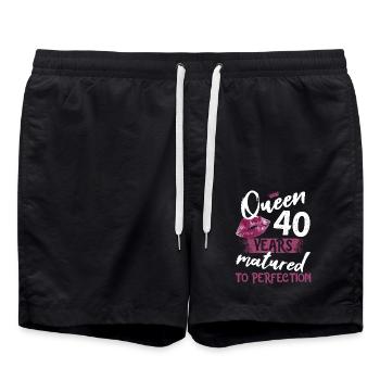 Fille de 40 ans 40 bday Queen 40 anniversaire - Short de bain - noir - Devant - AI Model Male 185 light (185cm)