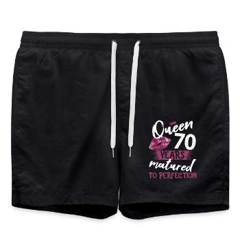 70 year old girl 70 bday Queen 70 birthday - Swim Trunks - black - Front - AI Model Male 185 light (185cm)