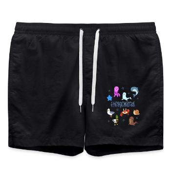 Süße Tiere in Helgoland - Badeshorts - Schwarz - Vorne - AI Model Male 185 light (185cm)