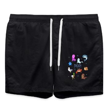 Süße Tiere in Poel - Badeshorts - Schwarz - Vorne - AI Model Male 185 light (185cm)
