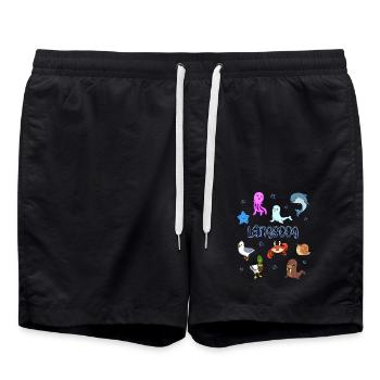 Süße Tiere in Langeoog - Badeshorts - Schwarz - Vorne - AI Model Male 185 light (185cm)