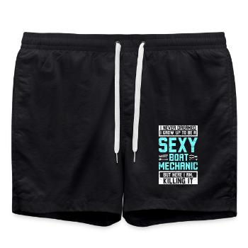 Mécanicien de bateau sexy - Short de bain - noir - Devant - AI Model Male 185 light (185cm)