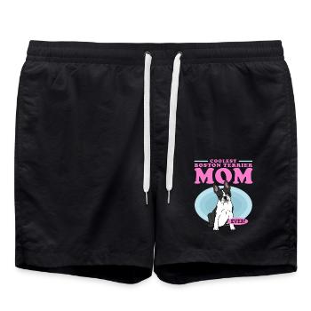 Boston Terrier Mom Hunde Hundebesitzerin Geschenk - Badeshorts - Schwarz - Vorne - AI Model Male 185 light (185cm)