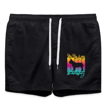 Mein Mops ist meine Therapie - Badeshorts - Schwarz - Vorne - AI Model Male 185 light (185cm)