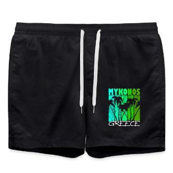 Mykonos Griechenland Sonnenuntergang - Badeshorts - Schwarz - Vorne - AI Model Male 185 light (185cm)