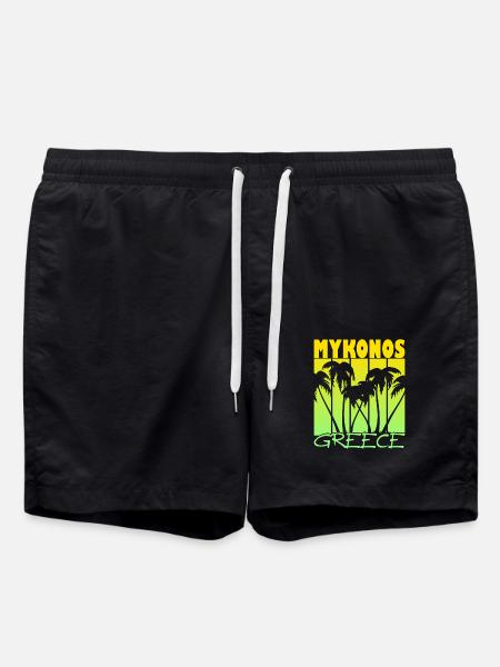 Mykonos Greece Sunset - Swim Trunks - black