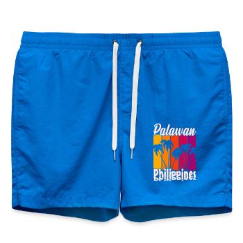 Vintage Palawan Philippines Sunset - Swim Trunks - cobalt blue - Front