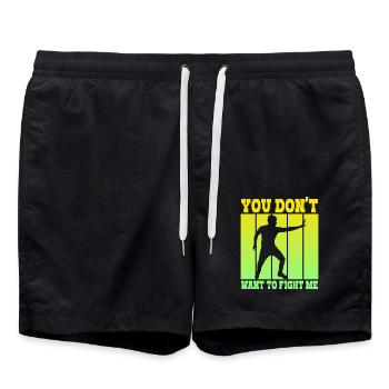Du willst nicht gegen mich kämpfen - Badeshorts - Schwarz - Vorne - AI Model Male 185 light (185cm)