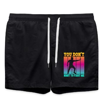 Du willst nicht gegen mich kämpfen - Badeshorts - Schwarz - Vorne - AI Model Male 185 light (185cm)