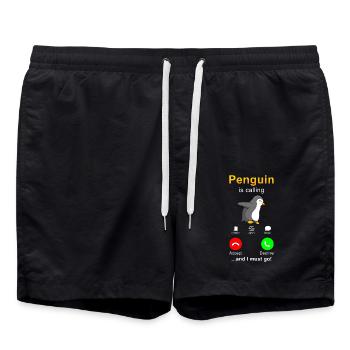 Pinguin is calling - Badeshorts - Schwarz - Vorne - AI Model Male 185 light (185cm)