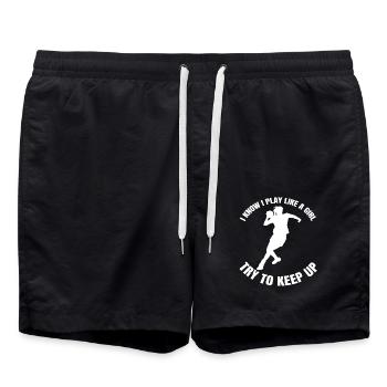 Handball Frau Handballerin Damen Handballspielerin - Badeshorts - Schwarz - Vorne - AI Model Male 185 light (185cm)