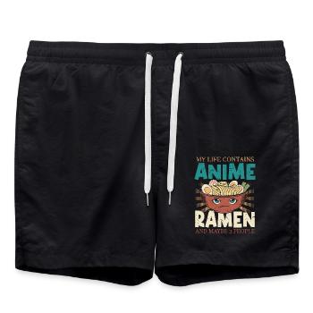 My Life Contains Anime Ramen And May 3 People - Swim Trunks - black - Front - AI Model Male 185 light (185cm)