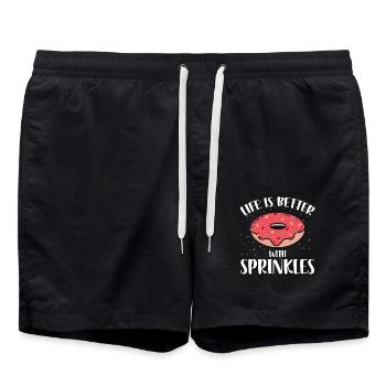 Life Is Better With Sprinkles | Donut Lover - Swim Trunks - black - Front - AI Model Male 185 light (185cm)