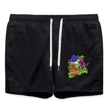 Farbenfrohe Rockmusik - Vogel Rockband - Badeshorts - Schwarz - Vorne - AI Model Male 185 light (185cm)